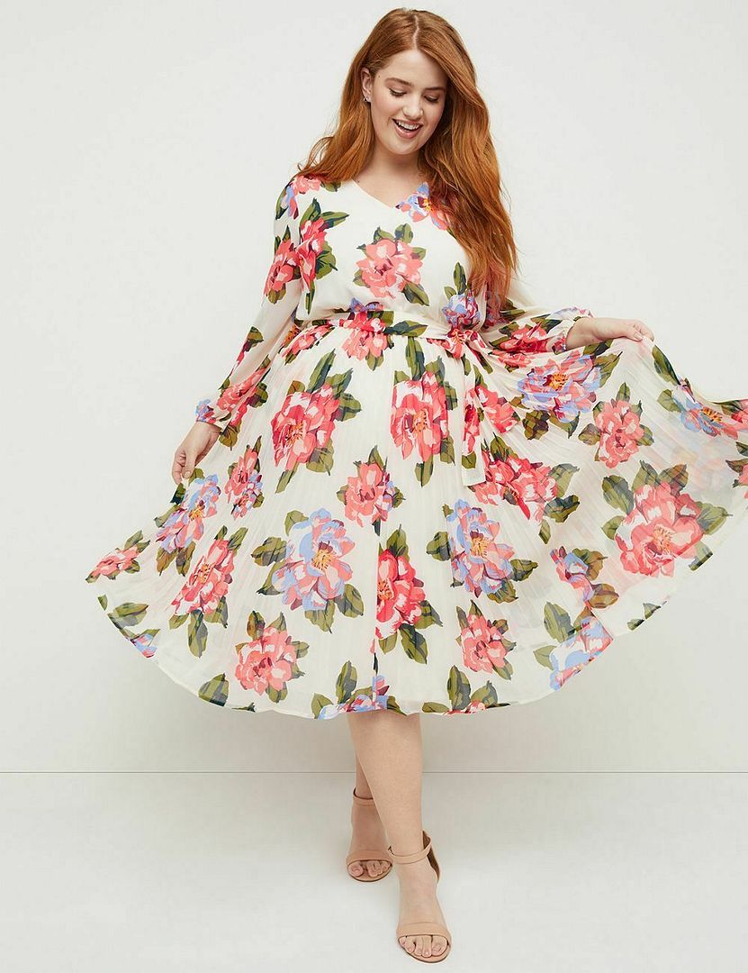 floral pleated midi dress