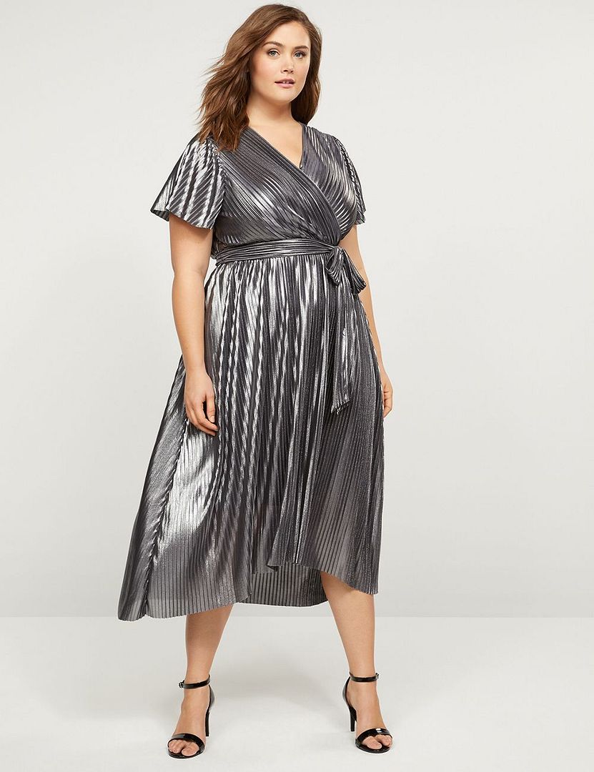 wrap pleated dress